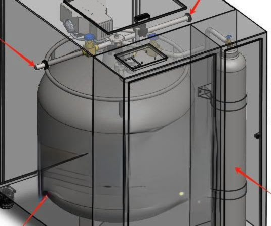 CS-500 liquid-nitrogen cryogenic suppression system, cutaway view
